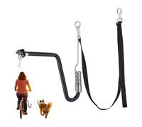 Relaxdays Bike Dog Lead, Bicycle Leash, Pole with Spacer & Spring, Flexible, Hands-Free, Carabiner Clip, Black/Silver