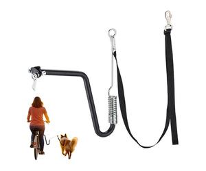 Relaxdays Bike Dog Lead, Bicycle Leash, Pole with Spacer & Spring, Flexible, Hands-Free, Carabiner Clip, Black/Silver