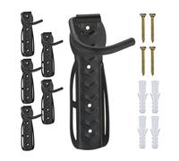 Relaxdays Bike Rack, Wall-Mounted, Set of 6, Folding Bicycle Hooks, up to 25 kg, Vertical Holder, Metal Hanger, Black, Steel, 25.5 x 11 x 14 cm