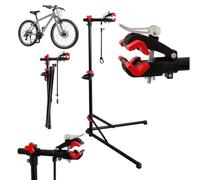 Relaxdays Bike Repair Stand, 115-160 cm height-adjustable, colour options | Up to 30 kg, lockable 360° clamp for 75 mm frames, handlebar holder, magnetic tray, steel