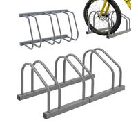 Relaxdays Bike Stand - Floor & Wall Mount, 3 Bikes, Up to 65 mm Tyre Width, Garage & Yard, Steel, Silver