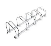 Relaxdays Bike Stand For 5 Bikes, Floor And Wall Mount, 26 x 130 x 32 cm, Outdoor Bike Holder Rack, Steel, Silver