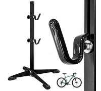 Relaxdays Bike Stand, HWD: 69.5x41.5x38.5 cm, black | adjustable, freestanding, 2 rubber hooks, maintenance & repair, iron