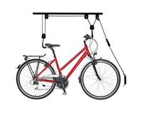 Relaxdays Bike Storage, Ceiling Mount Lift, Load up to 20 kg, with Cable, for Garage & Cellar, Bicycle, Practical, Black, Steel, 11 x 94 x 4 cm