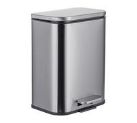 Relaxdays 5L Stainless Steel Foot Pedal Bin with Soft Close & Removable Inner Bucket, Silver (27x21x19 cm)