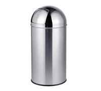 Relaxdays bin, 50 litres, push lid, stainless steel, silver | removable inner bin, kitchen, bathroom, waste bin