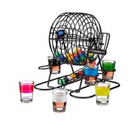 Relaxdays Bingo Cage Drinking Game, Lottery Wheel with Crank Handle and Mount, 6 Shot Glasses, 48 Balls, Fun Party Game, Colourful