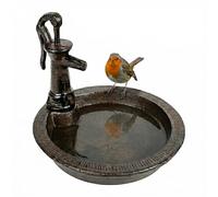Relaxdays bird bath, HxWxD: 15 x 17 x 18 cm, cast iron, free-standing, food & water bowl for birds, brown | Food & Water Bowl for Birds, Bird Bath