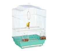 Relaxdays Bird Cage, Birdcage for Small Birds, Perches & Feeders, H x W x D 49.5 x 35 x 32 cm, Green