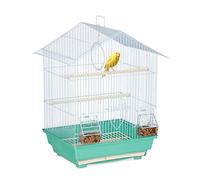 Relaxdays Bird Cage, Birdcage for Small Birds, Perches & Feeders, Metal, 49 x 39.5 x 32 cm, Green