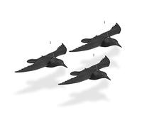 Relaxdays Bird Deterrent, Flying Crow, 3X Set, Hang Up in Garden, Plastic Decoy, Balcony, Pigeon Repellent, Black, 8 x 56.5 x 39 cm