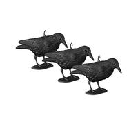 Relaxdays Bird Deterrent, Scarecrow, 3X Set, Hang Up in Garden, Plastic Crow Decoy, Balcony, Pigeon Repellent, Black, 19 x 13 x 29 cm