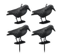 Relaxdays Bird Deterrent, Set of 4, for Standing & Hanging, Plastic Crow, for Pigeon Defence, in Garden & Balcony, Black, 19 x 13 x 29 cm