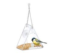 Relaxdays Bird Feeder, Feeding Station, Hanging, H x W x D: 13 x 12.5 x 7.5 cm, Plastic, Transparent