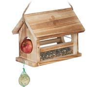 Relaxdays Bird Feeder, Flamed Design, FSC-Certificate, HxWxD: 24x31x20 cm, Weat