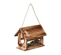 Relaxdays Bird Feeder in Flamed Wood Look