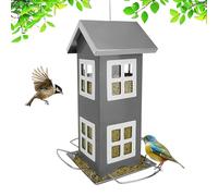 Relaxdays Bird Feeder, Metal, Hanging, HxWxD: 26 x 12 x 12 cm, Small, Grey