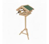 Relaxdays Bird Feeder with Stand, Weatherproof Asphalt Roof, Garden, Balcony & Patio, Birdhouse, Pine Wood, Natural, 80%, 103 x 37 x 28 cm
