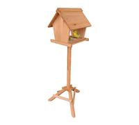 Relaxdays Bird Feeding Station with Stand, Pine Wood, Garden, Balcony & Terrace, HWD: 107 x 32 x 27 cm, Orange