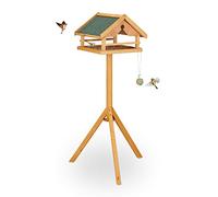 Relaxdays Bird House, Feeding Station, Standing, H x W x D: approx. 120 x 62 x 55 cm, Natural/Green