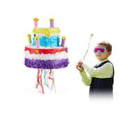 Relaxdays Birthday Cake Pinata, Hanging Children’s Paper Piñata, Fillable, Colourful