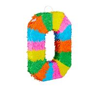 Relaxdays Birthday Piñata, Number 0 Hanging Pinata for Children and Adults, Fillable, Colorful