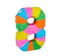 Relaxdays Birthday Piñata, Number 8 Hanging Pinata for Children and Adults, Fillable, Colourful