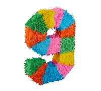 Relaxdays Birthday Piñata, Number 9 Hanging Pinata for Children and Adults, Fillable, Colourful