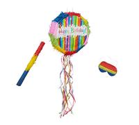 Relaxdays Birthday piñata set with bat and mask