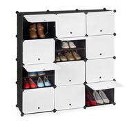 Relaxdays Black and White Shoe Cabinet,24 Shelves
