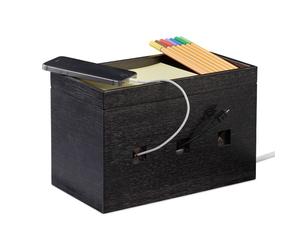 Relaxdays Black Bamboo Cable Box