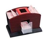 Relaxdays, black-brown card mixer electric, wood, 4 decks, card shuffling machine for mixing cards, standard