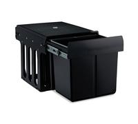 Relaxdays 10031540 Einbaumülleimer Built-in Waste Bin 3-Compartment, 15 and 8 L, Pull-Out Disposal Unit, Recycling, HxWxD: 35 x 34 x 48 cm, Black, Plastic