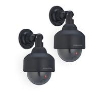 Relaxdays Dummy Camera, Set of 2, Realistic Look with Flashing Light, Indoor & Outdoor, Protect Against Burglars, Black, 23.5 x 12.5 x 14 cm