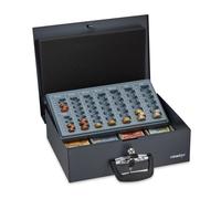 Relaxdays Black Cash Box with Coin Holder