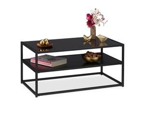 Relaxdays Black Coffee Table with Glass Top