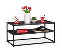 Relaxdays Black Coffee Table with Shelf