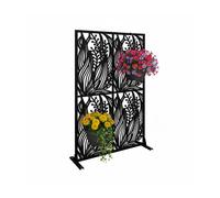Relaxdays Black garden privacy screen, leaf motif