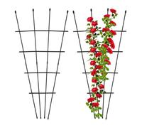 Relaxdays 2X Garden Trellis, Metal & Plastic, HWD: 122 x 59 x 1.5 cm, Growing Support Flowers & Climbing Plants, Black