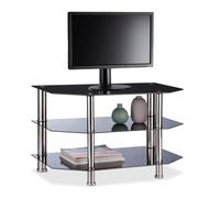 Relaxdays Black Glass TV Stand