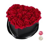 Relaxdays Black Heart Box with 18 Faux Roses