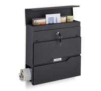 Relaxdays Black mailbox with newspaper compartment