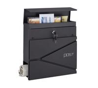 Relaxdays Black Mailbox with Newspaper Tray