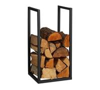 Relaxdays Firewood Rack, Fireplace Companion, Wood Stacking for Indoors, Log Storage, Metal, HWD: 60 x 30 x 30 cm, Black, Iron