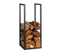 Relaxdays Firewood Rack, Fireplace Companion, Wood Stacking for Indoors, Log Storage, Metal, HWD: 75 x 30 x 30 cm, Black, Iron