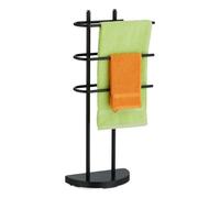 Relaxdays Rack, 3 Rails, H x W x D: 83 x 39 x 18 cm, Standing Towel Holder, Metal, Black, Iron