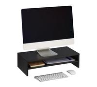 Relaxdays Black Monitor Stand with Compartment