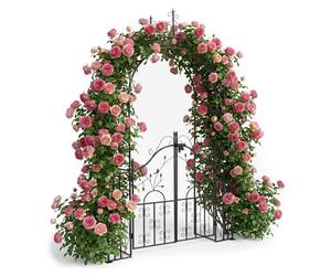 Relaxdays Black rose arch with door