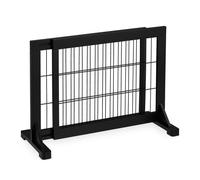 Relaxdays Safety Gate for Children & Pets, HxD: 56 x 70-115 cm, with Feet and Floor Protectors, Free-Standing, Black, Wood
