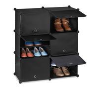 Relaxdays Black Shoe Cabinet with 12 Compartments